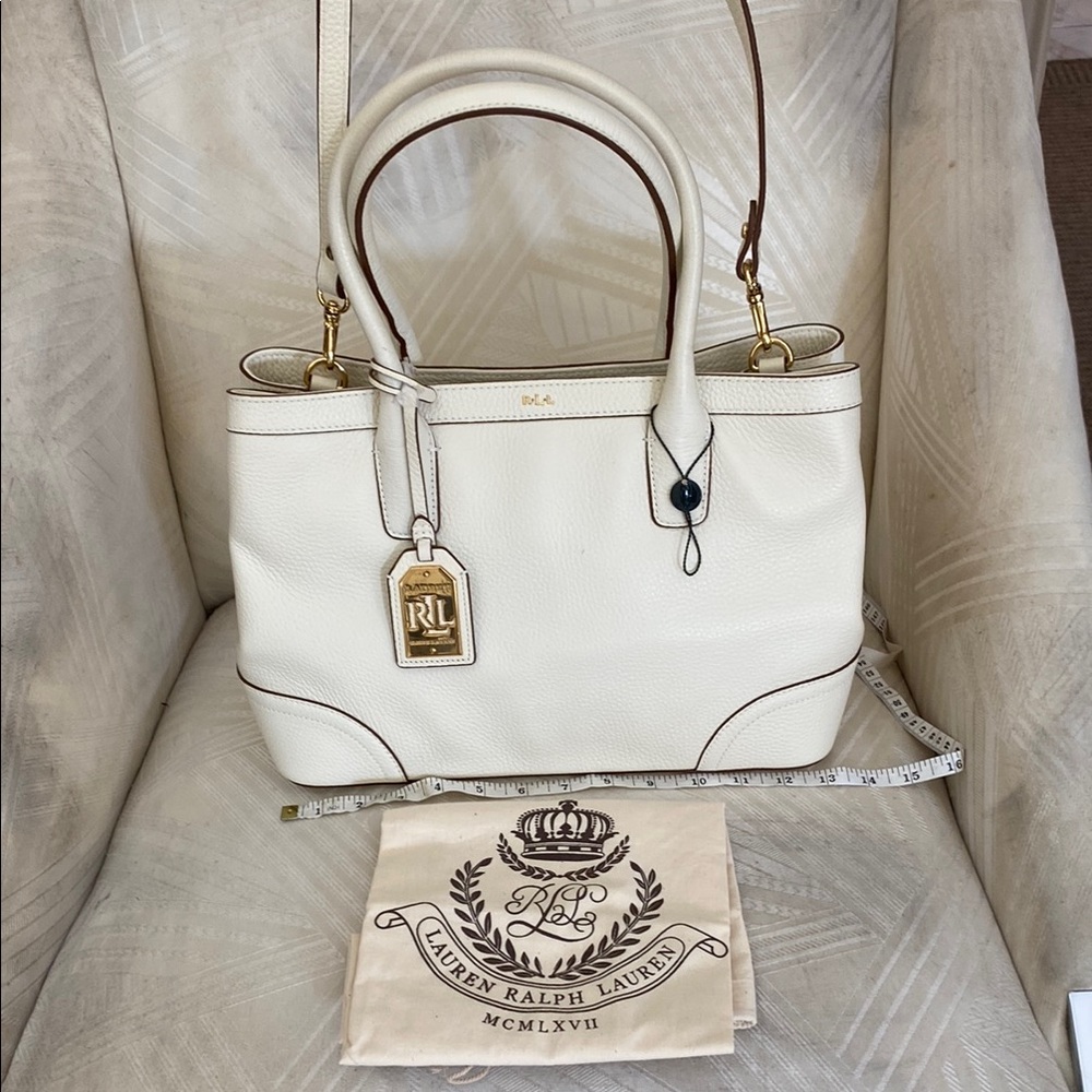 Ralph Lauren Cream Satchel with Gold Hardware
